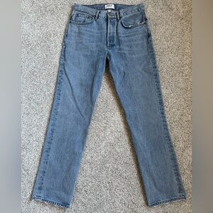 Agolde Womens Lana Straight Jeans in Light Blue